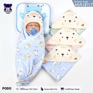 ผ้าห่อตัวเด็ก Mami Baby ลายน่ารักมาก 30x30นิ้ว Cotton 100% มีเก็บเงินปลายทาง