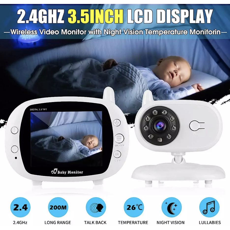 ภาพหน้าปกสินค้าพร้อมส่งจากไหย 3.5 นิ้ว Wireless Audio Video Baby Monitor กล้องรักษาความปลอดภัย 2 Way Talk Night Vision IR LED