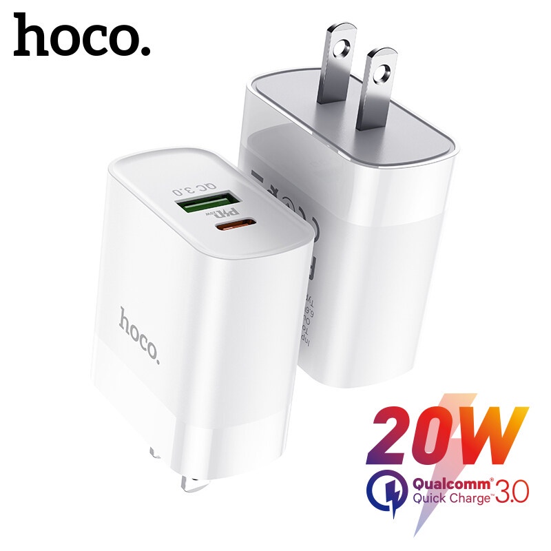 hoco-อุปกรณ์ชาร์จเร็ว-20w-ปลั๊ก-us-20w-สําหรับ-iphone-13-pro-max-12mini-type-c-pd-oppo-xiaomi