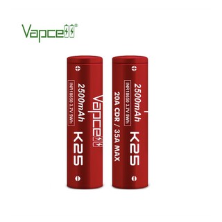 Vapcell INR18650 K25 2500mAh 3.7V 20/35A 2ก้อน ของแท้พร้อมกระเป๋าใส่ถ่าน