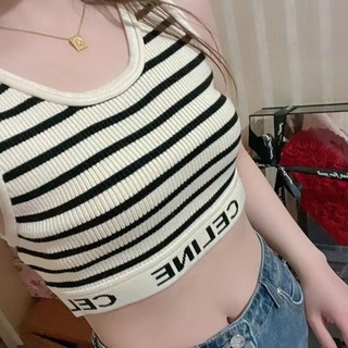 เสื้อกล้ามลําลอง ผ้าถัก ปักลายตัวอักษร CE สีดํา สีขาว คุณภาพสูง【จัดส่งรวดเร็ว】