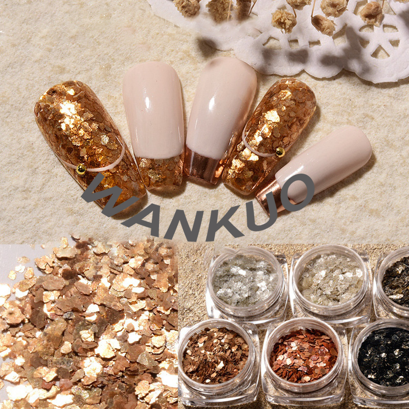 ภาพสินค้าWomen's Nail Art Metal Thin Shard Gleam Mineral Copper Gold Shiny Decoration Ladies Nail Accessories จากร้าน wankuodianzishangwu.th บน Shopee ภาพที่ 5
