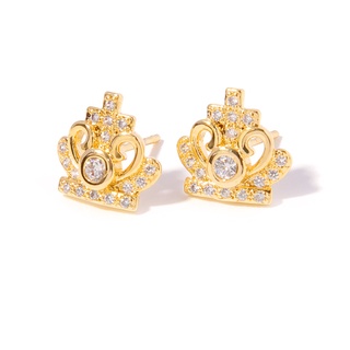 สินค้า jewelry ต่างหูทอง 18k ต่างหูมงกุฎเพชรเต็มรูปแบบต่างหูเรียบง่าย 423e