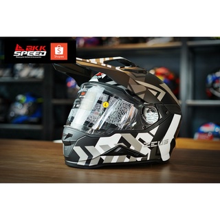 ZEUS 913 BF2 Matt Black Silver หมวก Sport Adventure Touring สามารถถอด peak เข้าออกได้ มีแว่น 2 ชั้น