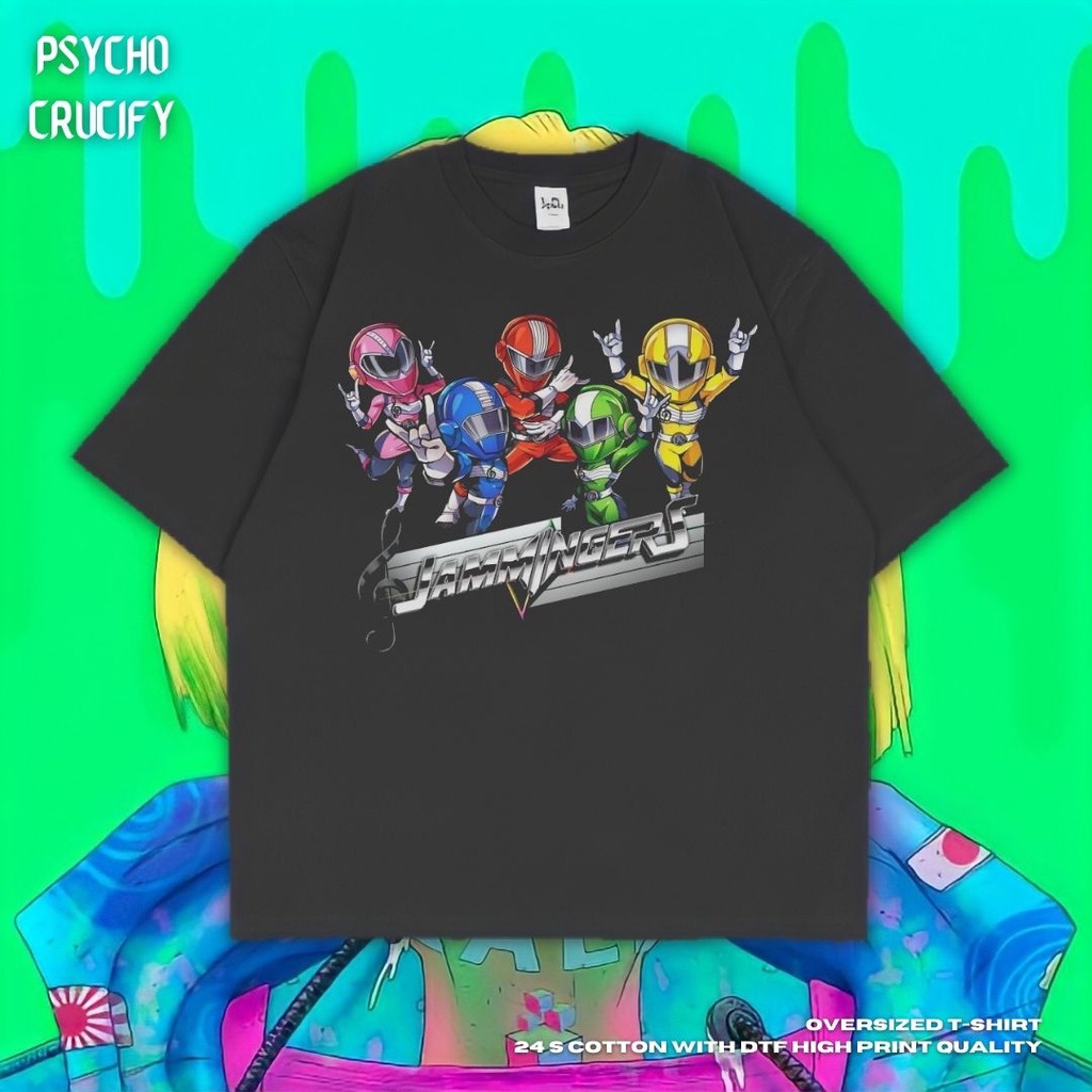 เสื้อยืด-ขนาดใหญ่-พิมพ์ลาย-psycho-crucify-jammingers-สีดํา-สีเทาเข้ม-เสื้อเชิ้ต-power-rangers-เสื้อยืด-ลายการ์ตู