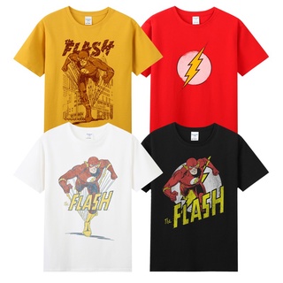 【cotton Tshirts👕】☍❈▦DC Justice League ฮีโร่การ์ตูนอเมริกัน Flash around theflash เสื้อยืดแขนสั้นผ้าฝ้ายแขนสั้นพิมพ์ลายย