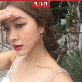 PLINTH 925 ต่างหูเงินดาวดวงจันทร์เจาะยาวพู่อารมณ์ไม่สมมาตรญี่ปุ่นและเกาหลี1313