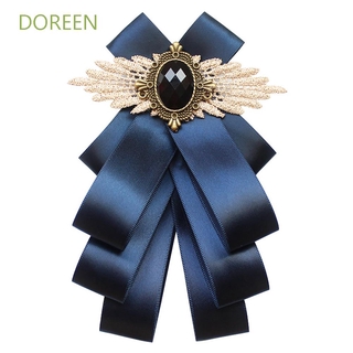 Doreen เข็มกลัดโบว์ประดับอัญมณีเทียมโพลีเอสเตอร์สําหรับผู้หญิง