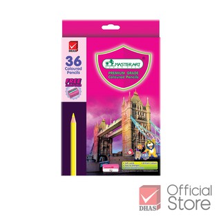 [Clearance Sale] Master Art สีไม้ ดินสอสีไม้ แท่งยาว 36 สี รุ่นพรีเมี่ยมเกรด จำนวน 1 กล่อง
