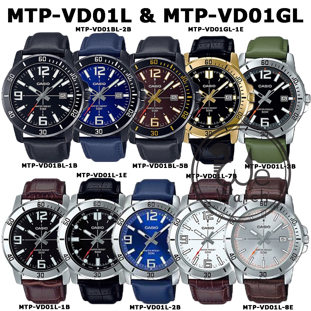 ภาพหน้าปกสินค้าCASIO รุ่น MTP-VD01BL MTP-VD01L MTP-VD01GL นาฬิกาหญิงและชาย สายหนัง กล่องและประกัน1ปี MTPVD01 MTPVD01L
