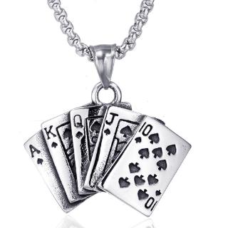 สินค้า New men\'s fashion poker Pendant Necklace punk jewelry