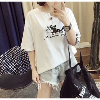 !!พร้อมส่ง!! เสื้อยืดแขนสั้นแฟชั่นน่ารักๆเสื้อยืดลายน้องหมา เนื้อผ้าดีใส่สบาย  มี2สีให้เลือก สีขาว สีดำ ราคาถูกมากๆๆๆๆ