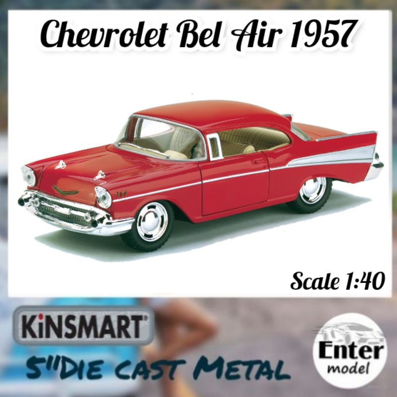 kinsmart-โมเดลรถเหล็ก-ลิขสิทธิ์-แท้-รถคลาสสิค-1957-chevrolet-bel-air-scale-1-40-ยาว-12-5cm