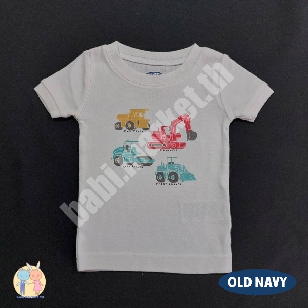 ของใหม่-เสื้อยืดแขนสั้นเด็ก-unisex-แบรนด์-old-navy-ลายรถตัก