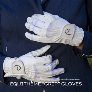 ถุงมือขี่ม้า สีขาว EQUITHÈME "GRIP” GLOVES WHITE