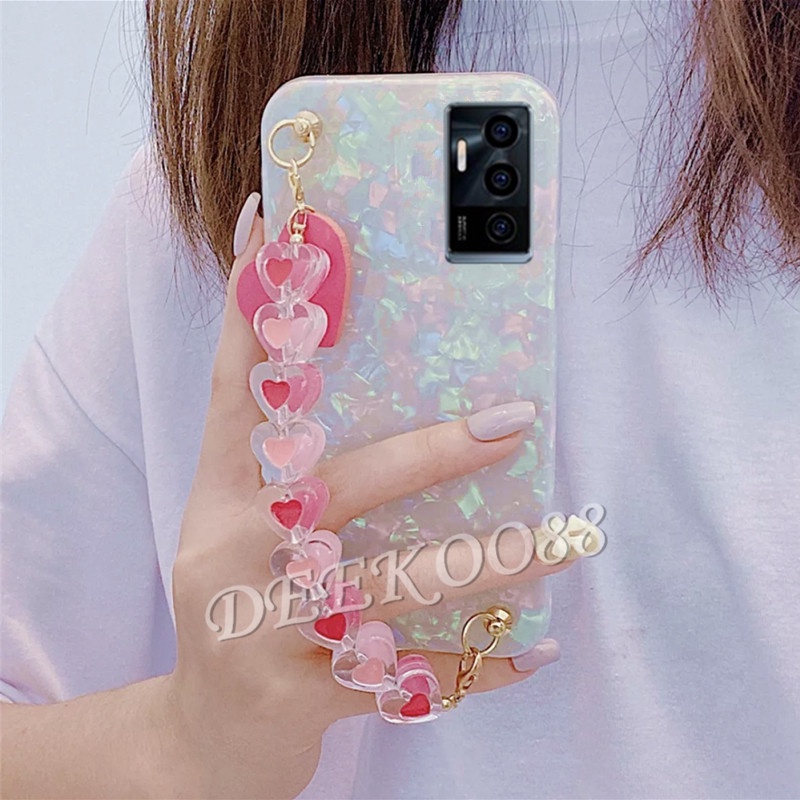 เคสโทรศัพท์-vivo-v23e-v21-v20-se-pro-5g-casing-cute-shell-pattern-phone-cell-case-bling-soft-case-with-love-chain-cover-vivov23e