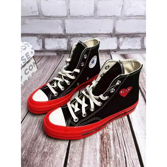 comme-des-garcons-play-x-converse-chuck-taylor-all-star-1970s-high-black-red-ของแท้-100-แนะนำ