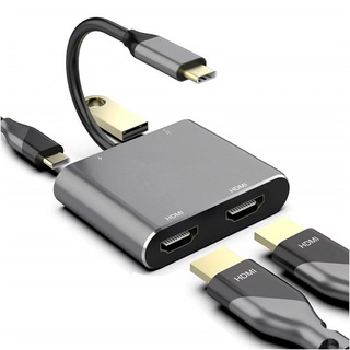 USB C to HDMI splitter Adapter 4K 4 in 1 Type-C to HDMI / HDMI / USB 3.0 Port + USB C Female Port Converter