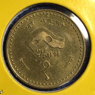 เหรียญเก่า#15023 ปี1997 เนปาล 2 Rupees เหรียญสะสม เหรียญต่างประเทส เหรียญหายาก