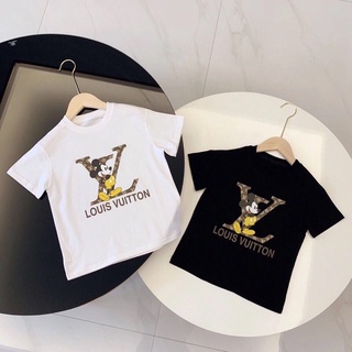[S-5XL]LV เสื้อยืดแขนสั้น ผ้าฝ้าย สไตล์ตะวันตก ขนาดใหญ่ สําหรับเด็ก
