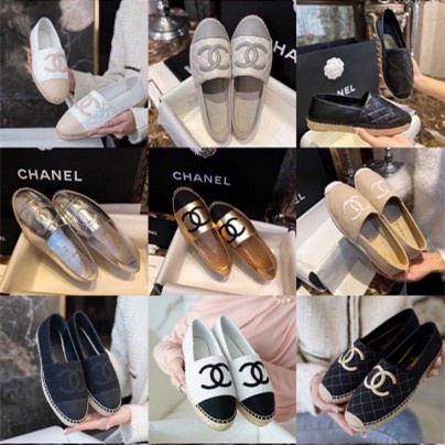 พรี-chanel-g29762-espadrilles-in-silver-lambskin-รองเท้าชาแนล-ของใหม่-หนังลูกแกะสีเบจดำsize35-41