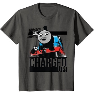 เสื้อยืดผ้าฝ้ายพรีเมี่ยม เสื้อยืด พิมพ์ลาย Thomas &amp; Friends Charged Up