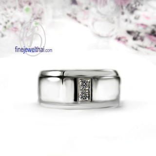 Finejewelthai แหวนเพชร-แหวนเงิน-เพชรสังเคราะห์-เงินแท้-แหวนหมั้น-แหวนแต่งงาน-Diamond CZ-Silver-Wedding-Ring - R3024cz