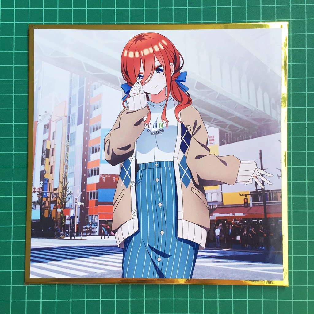 shikishi-anime-ชิกิชิอนิเมะเจ้าสาวของผมเป็นแฝดห้า-5-toubun-no-hanayome-ขนาด-17-5-x-17-5-cm-หนา-2-mm-ขอบทอง-ชุดที่-3