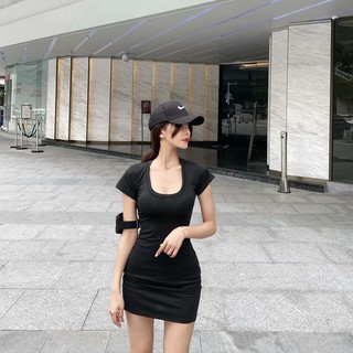 ภาพขนาดย่อของภาพหน้าปกสินค้าชุดเดรสทรงเอสไตล์เกาหลี ชุดเดรสมินิสั้นเซ็กซี่้ผ้าฝ้าย เดรสกระโปรงแขนสั้นมินิทรงเอสำหรับผู้หญิงพร้อมส่ง จากร้าน pekihome บน Shopee ภาพที่ 5