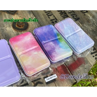 กล่องสีน้ำ สีลวดลาย แบบพกพา ขนาดเล็ก มีรางล็อค พร้อมแพนสีน้ำ Empty Watercolor Metal Box