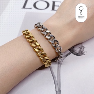 สร้อยข้อมือโซ่ stainless steel 18K ชุบทองคำขาว แพ้ง่ายใส่ได้ ไม่ลอกไม่ดำ