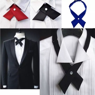 ภาพหน้าปกสินค้า[พร้อมส่ง] Cross Bow Tie Solid Color Polyester Wedding Party Formal Casual Necktie ที่เกี่ยวข้อง
