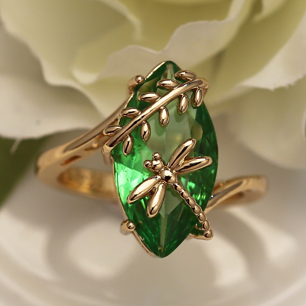 แหวนเงินแท้-100-925-รูปแมลงปอ-สีเขียวมะกอก-เครื่องประดับ-สําหรับผู้หญิง