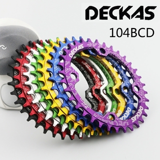 Deckas 104BCD ห่วงโซ่ รอบวงรีวงรี 32/34/36/38 T Chainring จักรยานแคบกว้าง MTB Chainwheel สำหรับ Shimano Road Mountain Bike อะไหล่