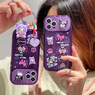 เคสโทรศัพท์มือถือ ลายคุโรมิ สีม่วง พร้อมกระจกแต่งหน้า สําหรับ iPhone 14 Pro Max 13 12 11 14 Plus 13 Pro Max XR XSMax 14Pro 13Pro 12 Pro 11 Pro Max