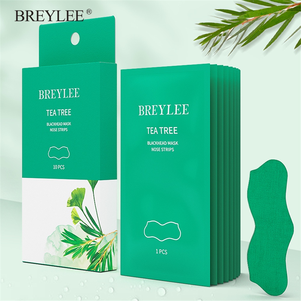 breyleeแผ่นลอกสิวเสี้ยน-แผ่นมาสก์จมูก-ลอกสิวหัวดำ-สูตรทีทรีออยล์-สำหรับกําจัดสิวเสี้ยน