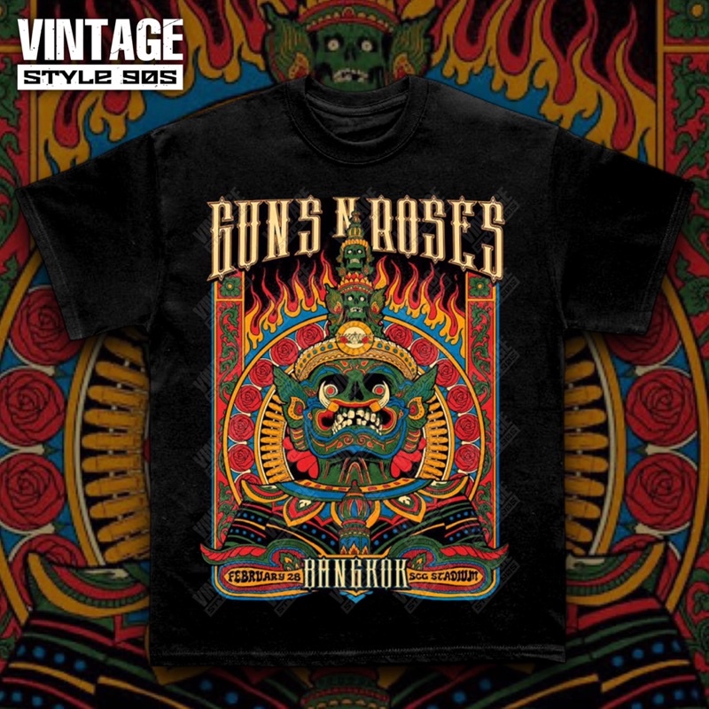 t-shirt-เสื้อวง-gun-n-roses-ทัวร์ไทย-แบบสกีนชัดแจ๋วววว-สวยแน่นอน-ของแท้หาซื้อไม่ได้เราเลยมาสกีน-รับได้ซื้อเลยจ้าา