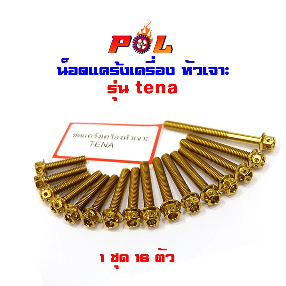 น็อตแคร้งเครื่อง tena น็อตทอง,น็อตไทเท หัวเจาะ แบรนด์2M (อ่านรายละเอียดก่อนซื้อ)