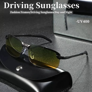 ใหม่ แว่นตากันแดด เลนส์โพลาไรซ์ เปลี่ยนสีได้ UV400 สําหรับผู้ชาย เหมาะกับการขับขี่กลางวัน และกลางคืน