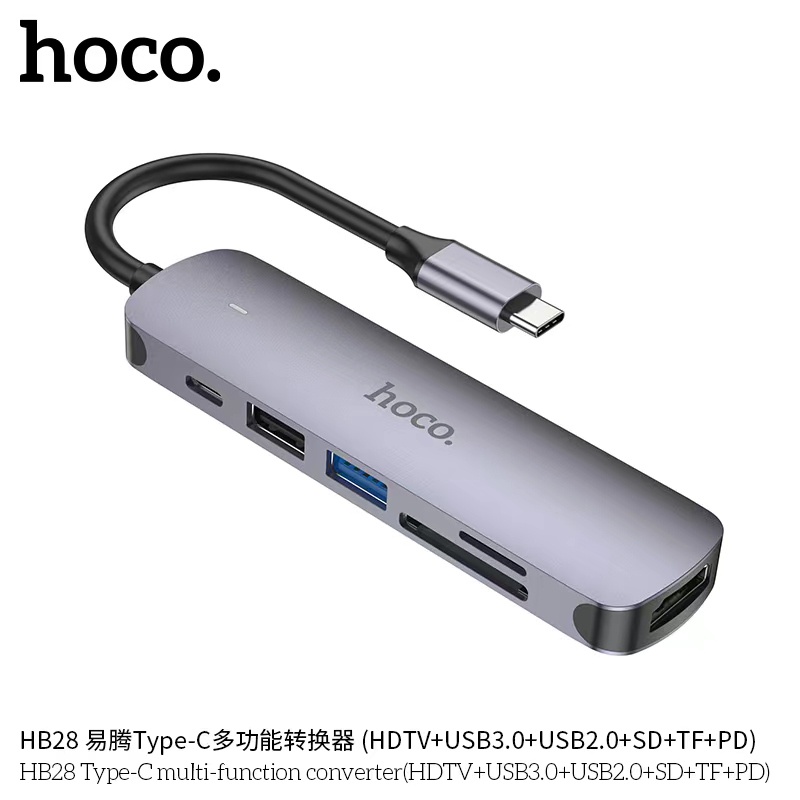 ภาพสินค้าHoco HB28 Easy display HUB ตัวแปลง Type-C เป็น HDTV + USB3.0 + USB2.0 + SD + TF + PD อะแดปเตอร์ 6 in 1 จากร้าน fa0635048437 บน Shopee ภาพที่ 3