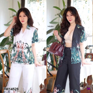 AK 14528 Set 2 ชิ้น เสื้อเชิ้ต เสื้อปกฮาวาย กระดุมผ่าหน้า