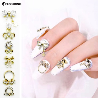 Flospring โบว์ 3D กันสนิม สําหรับตกแต่งเล็บ 10 ชิ้น