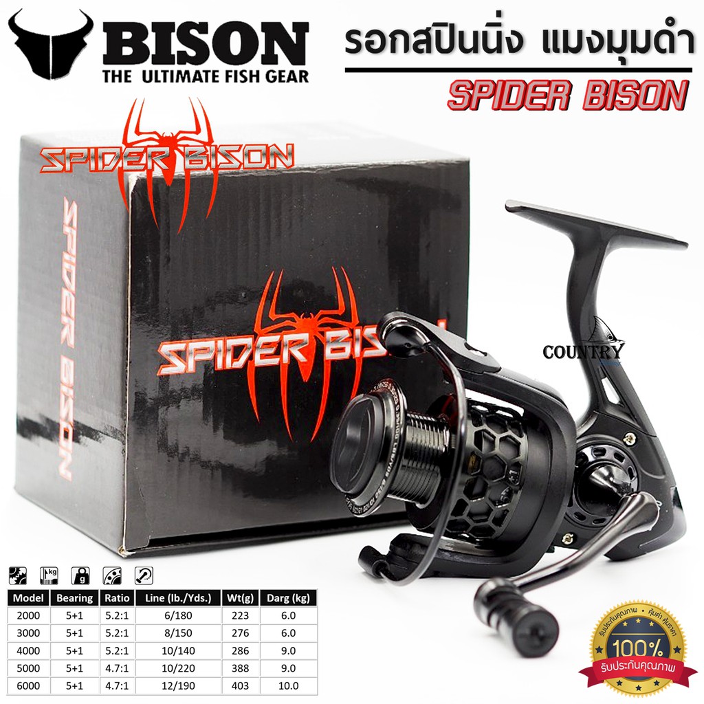 spider-bison-แมงมุมดำ-รอกสปินนิ่งไบสัน-สุดสวย-สีดำด้าน-ดุๆ-รับประกันคุณภาพ