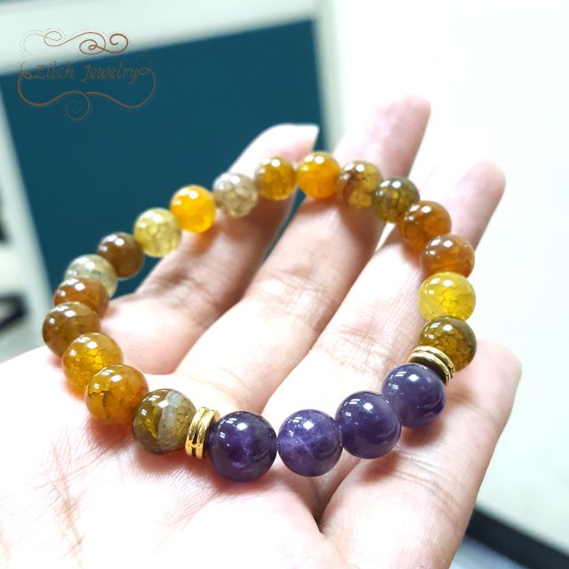 ภาพสินค้าCrackle & Amethyst bracelet **หินนำโชค** จากร้าน zilch_jewelry บน Shopee ภาพที่ 2