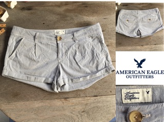 2sis1bro แบรนด์แท้ American Eagle Outfitters  กางเกงขาสั้น ลายทาง มือสอง พร้อมส่ง sz 4