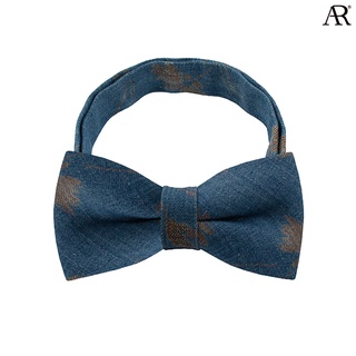 ANGELINO RUFOLO Bow Tie ผ้าไหมทอผสมคอตตอนคุณภาพเยี่ยม โบว์หูกระต่ายผู้ชาย ดีไซน์ Denim สียีนส์