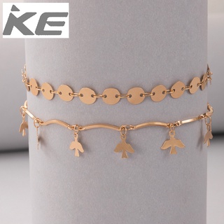 Simple foot ornaments Bird metal disc double-anklet Animal geometry multi-anklet for girls for