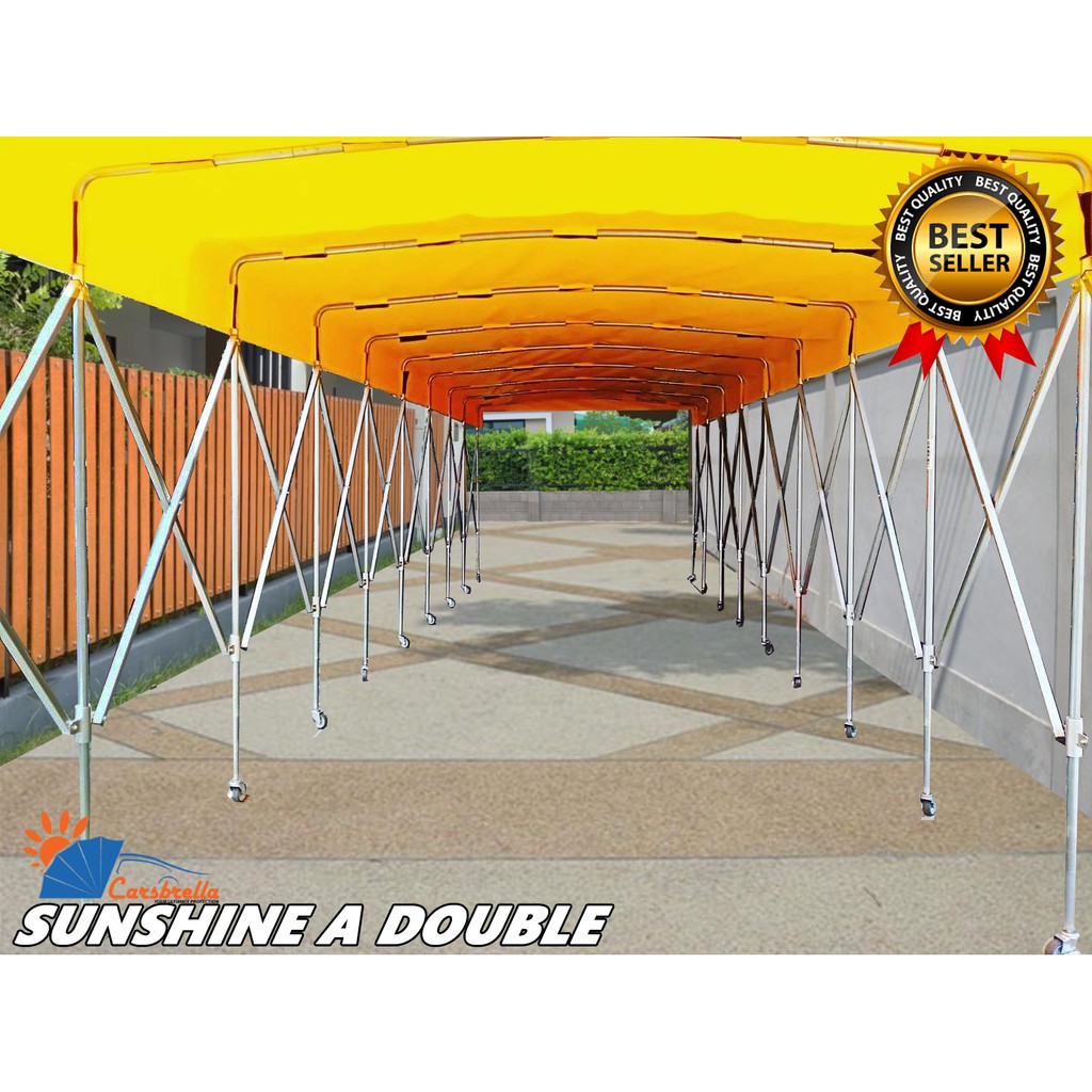 โรงจอดรถสำเร็จรูป-เต็นท์จอดรถ-carsbrella-รุ่น-sunshine-a-double-สำหรับจอดรถยนต์ขนาดเล็ก-ใหญ่