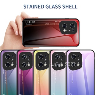 2022 New Casing เคส OPPO Find X5 Pro 5G A96 A76 A16e A16k 4G Phone Case Gradient Color Tempered Glass Anti Fall All Inclusive Protective Hard Back Cover เคสโทรศัพท