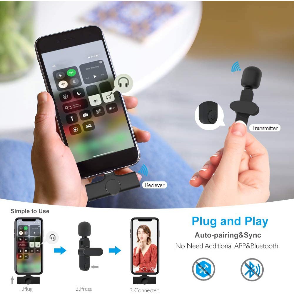 ภาพหน้าปกสินค้าใหม่ ไมโครโฟนไร้สาย บันทึกเสียง วิดีโอ แบบพกพา สําหรับ iPhone Android ไลฟ์สด เล่นเกม โทรศัพท์ ไมโครโฟโน 2023 จากร้าน yibin.th บน Shopee